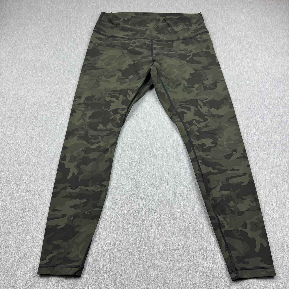 Lululemon Leggings Women 14 Green Incognito Camo Wunder Under High-Rise 29" Yoga